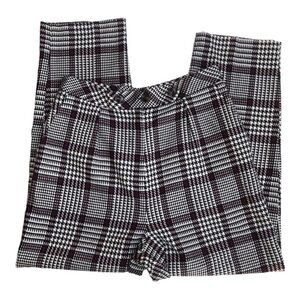 Topshop High Waist Straight Leg Plaid Trousers